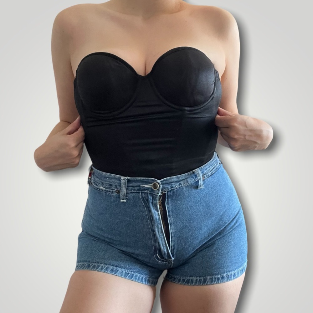 black victoria’s secret strapless corset top